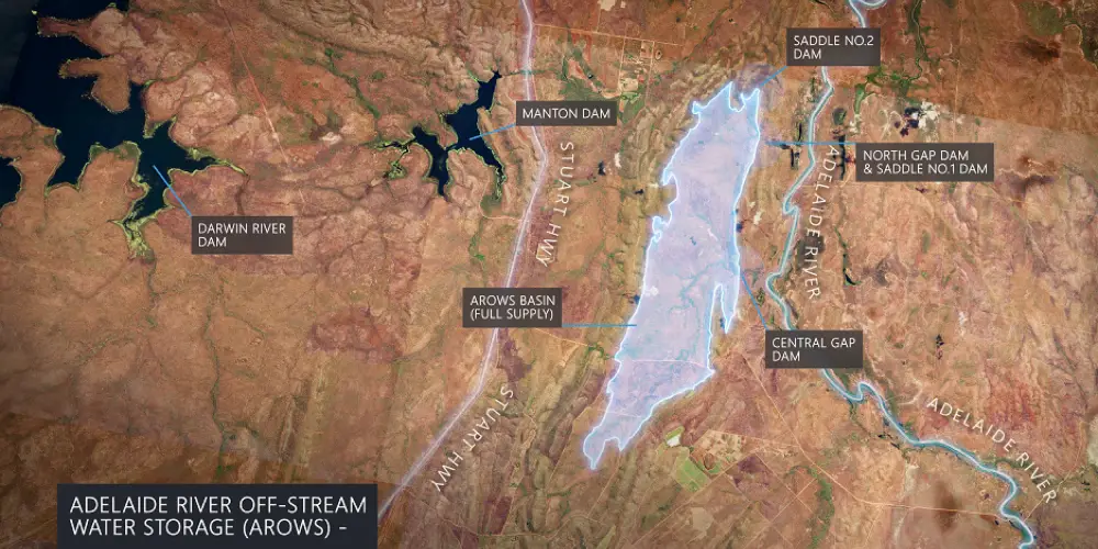 Aerial view of the Darwin Region water supply map