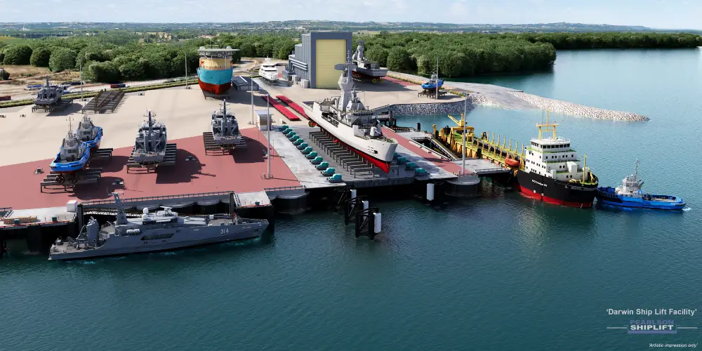 Aerial view of the Darwin Ship Lift and Northern tile Marine Complex project