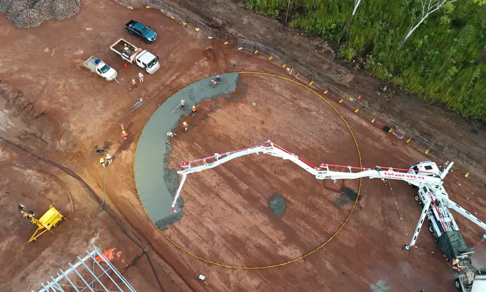 Aerial photo of a large infrastructure project in construction